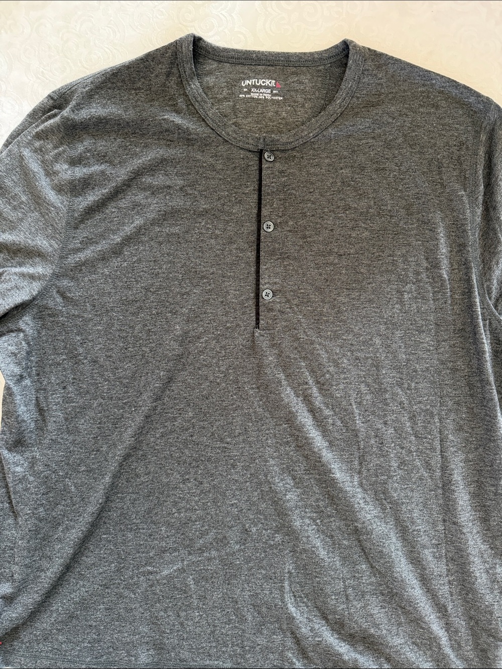 UNTUCKit Men’s Charcoal Gray Henley Long Sleeve